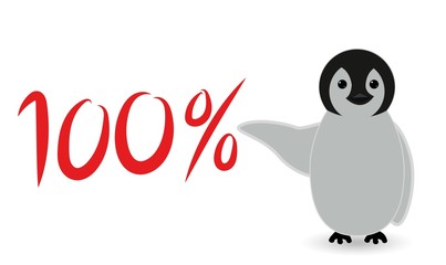 penguin showing some offer sign and doing some marketing sales