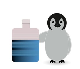 penguin holding water bottle
