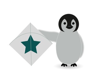 penguin playing with kite