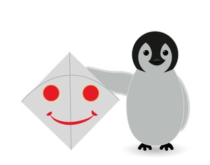 penguin playing with kite