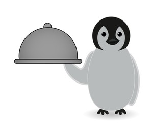 penguin holding serving tray