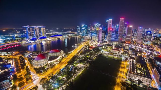 SINGAPORE - AUGUST 22: Marina bay quay in the centre of Singapore on August 22, 2017 Hyperlapse