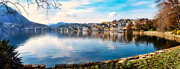 Lugano, Switzerland, Lake, Cityscape, Europe - obrazy, fototapety, plakaty