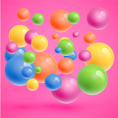 Colorful spheres floating, realistic vector illustration