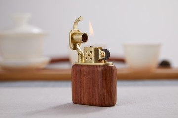 Wooden lighter on the table