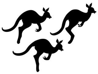 Silhouette of cartoon kangaroo