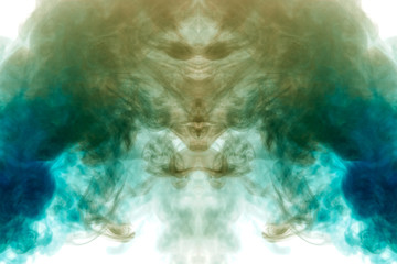 Abstract image of smoke of different colors in the form of horror in the form of the head of the...