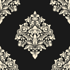 Vector damask seamless pattern element. Classical luxury old fashioned damask ornament, royal victorian seamless texture for wallpapers, textile, wrapping. Exquisite floral baroque template.