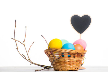 Basket with Easter eggs, the background to the card