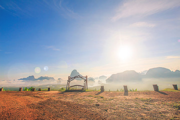Morning light tour with mountains near the sea, Samed Nang Chee viewpoint tropical zone in Phang...