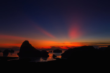 Morning light tour with mountains near the sea, Samed Nang Chee viewpoint tropical zone in Phang...