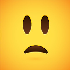 Realistic yellow emoticon in front of a yellow background, vector illustration