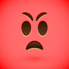 Naklejka premium Red realistic emoticon smiley face, vector illustration