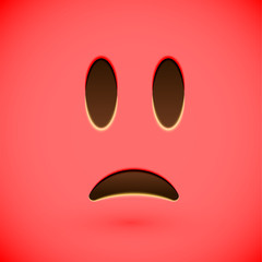 Red realistic emoticon smiley face, vector illustration