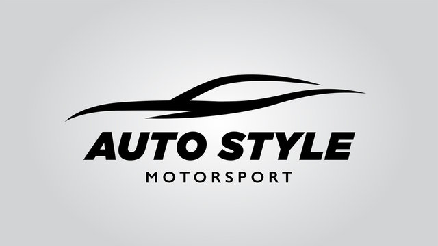Abstract style auto sports car logo with concept vehicle icon silhouette