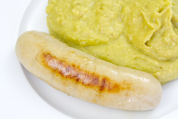 boudin blanc et purée de pois cassés