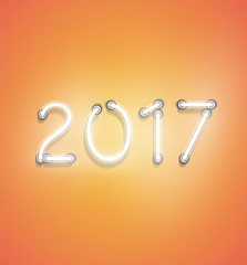 '2017' - Realistic neon sign, vector illustration
