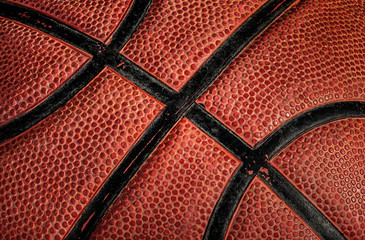 Closeup part of old basketball ball