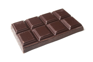 closeup of chocolate bar on white background