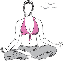 girl in yoga relaxing position illustration