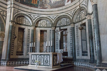 Fototapeta premium Altar inside Basilica San Miniato al Monte, Florence, Tuscany, Italy.