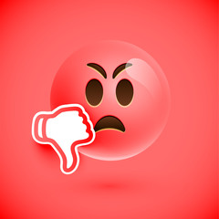 Emoticon with thumbs up, vector illustration