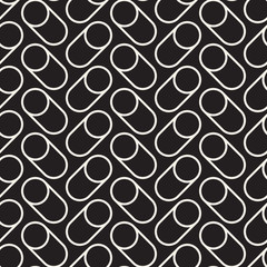Vector seamless rounded shapes pattern. Modern abstract texture. Repeating geometric monochrome linear design.