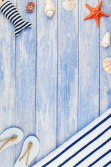 Flat lay concept of summer travel vacations