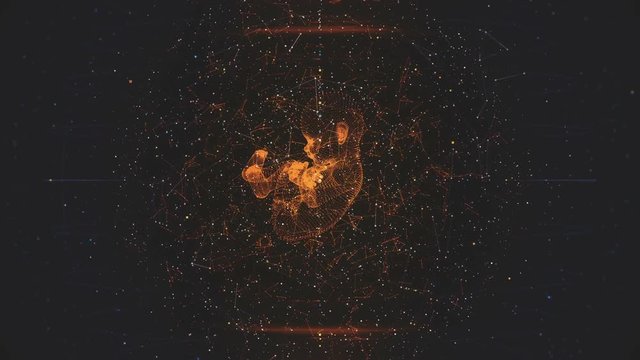 This animation of baby fetus rotation with futuristic tech elements in red and blue colors. The video is perfect for medical and scientific projects, presentations.