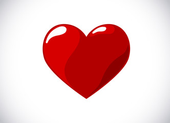 Red vector love heart shape concept. Shinny heart draw symbol for logo, branding.