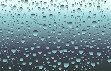 Realistic water drops on a plain glass, vector illustration