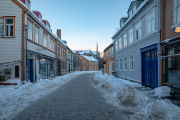 Winter street in Bakklandet - Trondheim