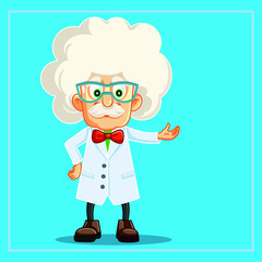 Funny Scientist Professor Cartoon Character