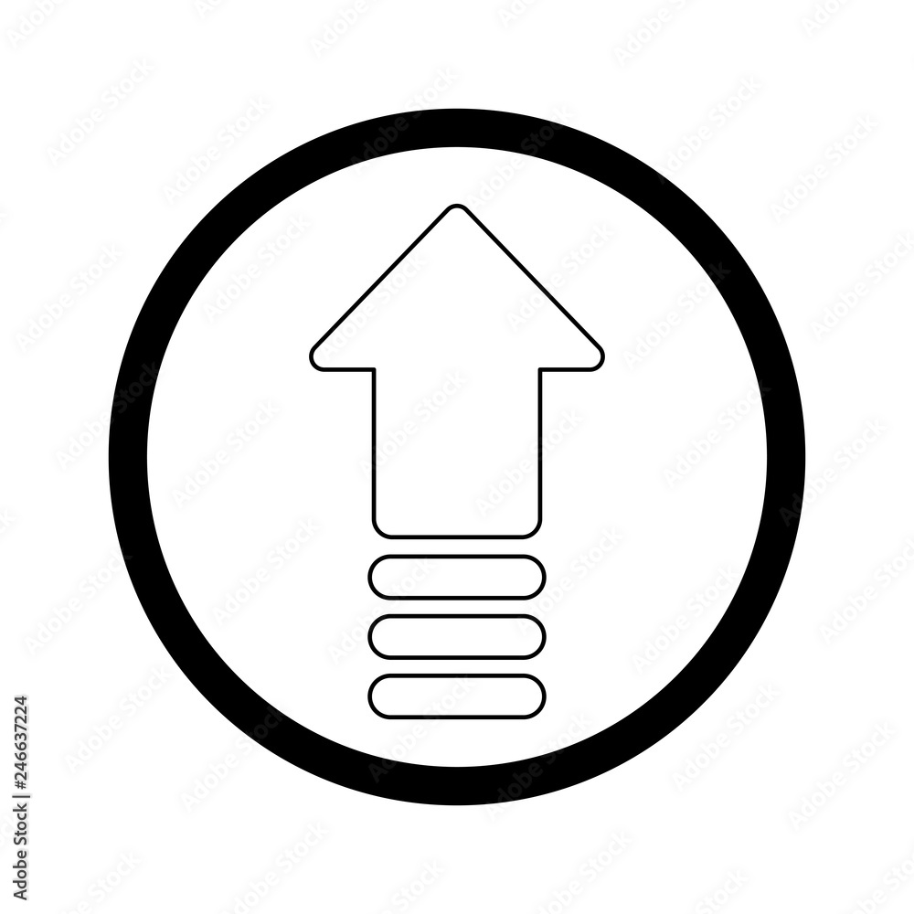 Poster upload arrow up button black and white