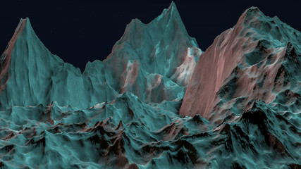 Three-dimensional fantastic landscape. 3d render