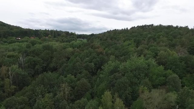Footage of drone hovering above Sobotka village in Poland. Video was filmed during autumn 2018