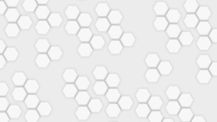 Light gray background with flat abstract hexagons