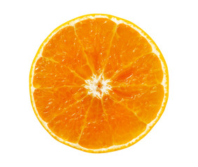 Fresh orange fruit slice isolate on white background with clipping path.