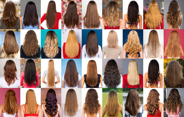 Сollage of different types of female hair