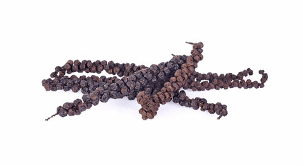 Black pepper corns isolated on white background