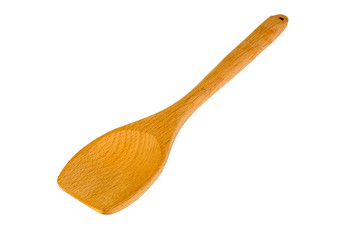 Wooden spoon on a white background
