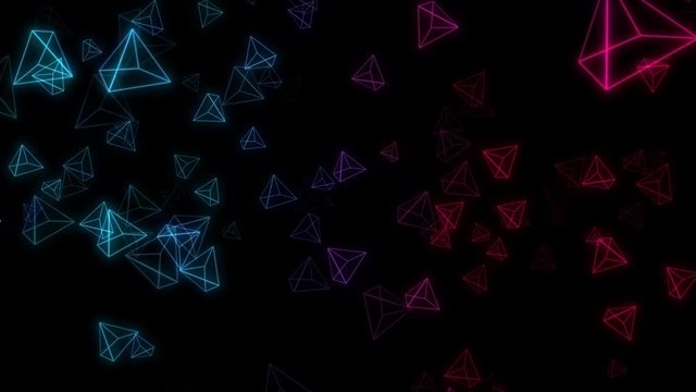 abstract neon triangles modern motion background loop pink blue