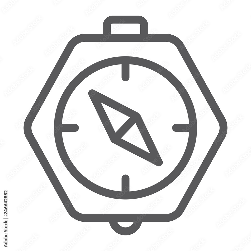 Poster compass line icon, geography and direction, navigation sign, vector graphics, a linear pattern on a 