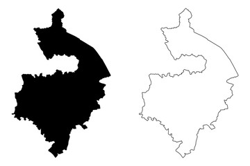 Warwickshire (United Kingdom, England, Non-metropolitan county, shire county) map vector illustration, scribble sketch Warks. map