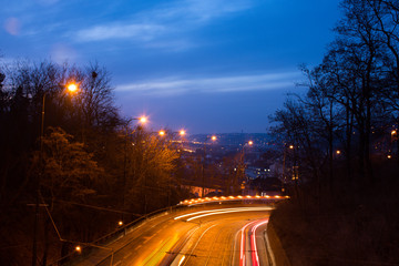 traillights in Prague