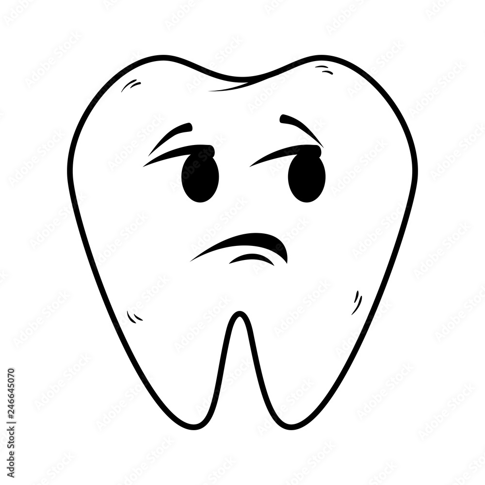 Poster comic tooth sad kawaii character