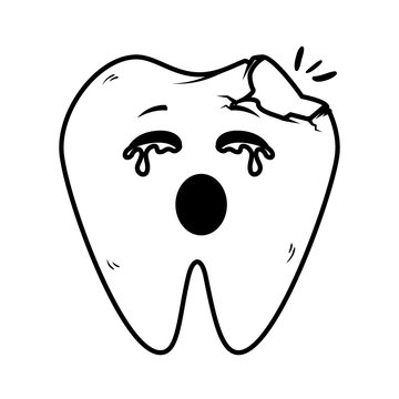 comic tooth broken kawaii character