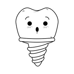 comic tooth implant kawaii character