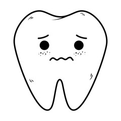 comic tooth sad kawaii character