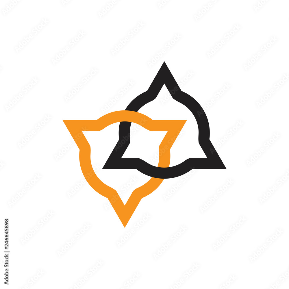 Poster linked circle triangle object colorful logo
